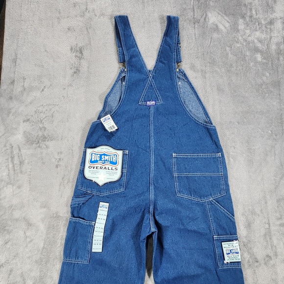 Big Smith Overalls Mens 34x32 Blue Denim Relaxed Fit Workwear Bib Utility - Picture 6 of 14